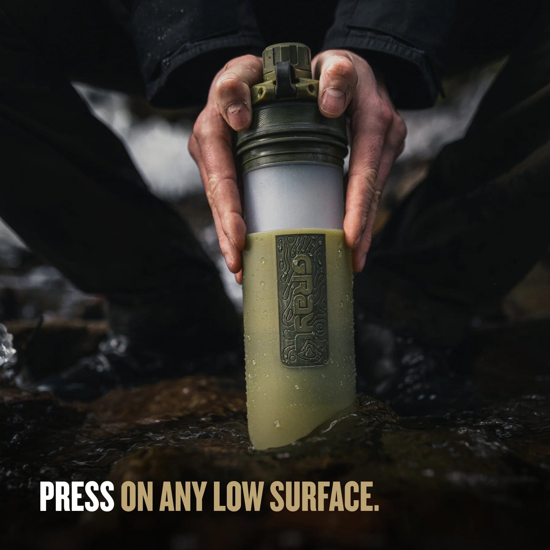 GRAYL GeoPress 24oz Water Purifier Bottle - Portable Filtration System for Travel, Hiking & Emergency Preparedness