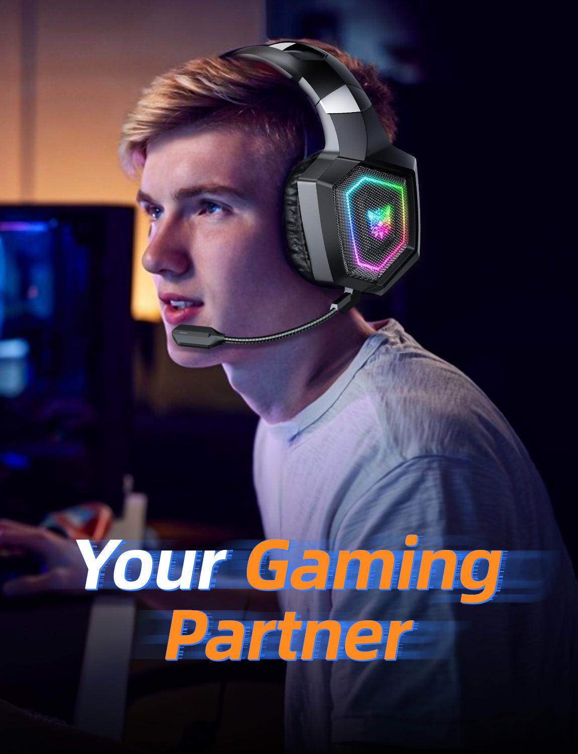 ONIKUMA GT806 Wireless Gaming Headset with Microphone - Bluetooth 2.4G/3.5mm Wired Dual Mode, Lightweight Over-Ear Headphones for PC, PS4, Xbox, Nintendo Switch - Perfect for Esports, Streaming & Online Gaming