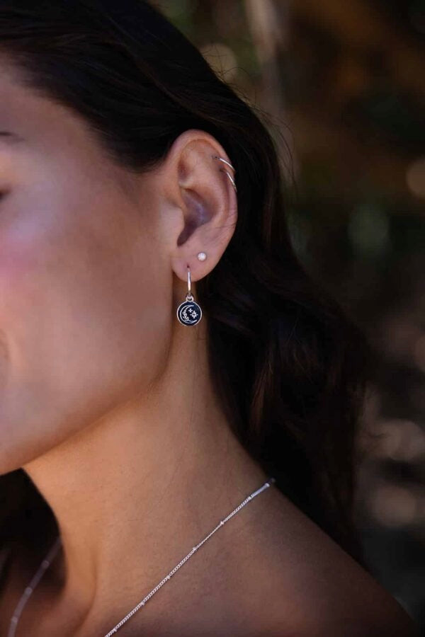 Sterling Silver Plated Circle Pendant Hoop Earrings for Women - Elegant Dangle Drop Jewelry for Daily Wear, Parties & Special Occasions