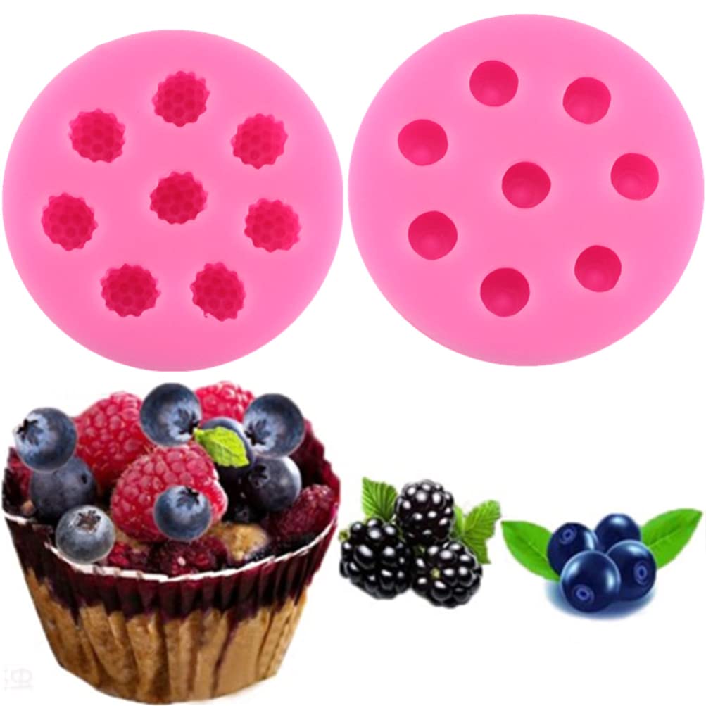 2-Piece Blueberry Silicone Molds Set - Chocolate, Cake, Jello, Cupcake, Fondant & Ice Cube Baking Molds for DIY Desserts, Party Treats & Home Baking Crafts
