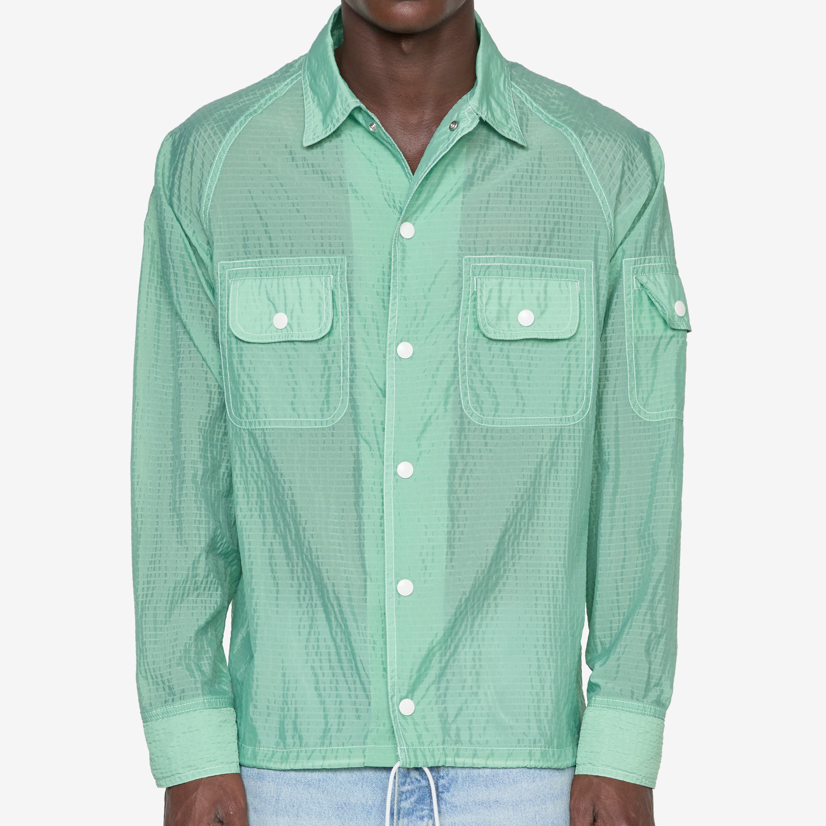 Sports SHT JAC Bumpy Nylon Mint Green Jacket - Lightweight Outdoor Windbreaker for Running, Hiking & Casual Wear