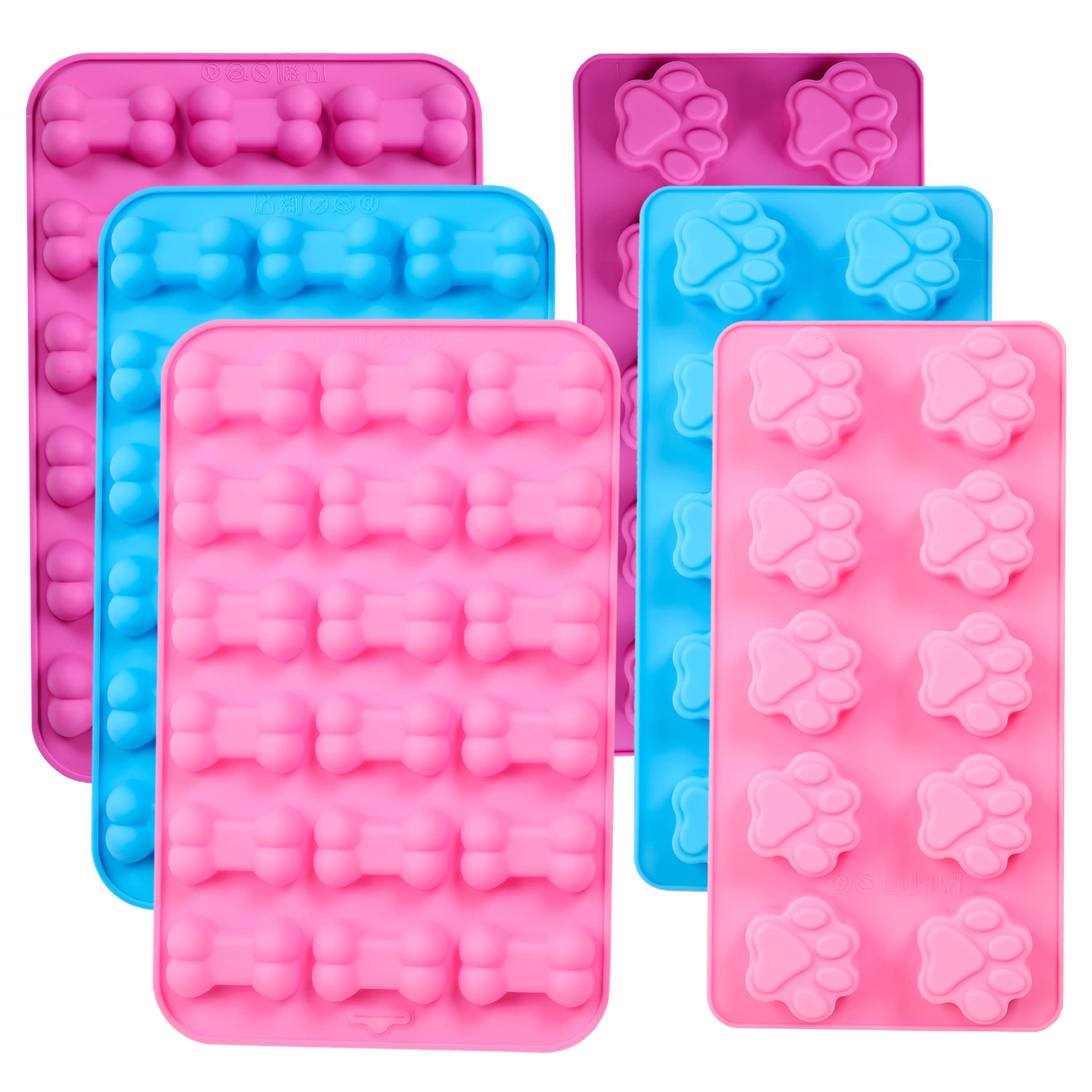 6-Piece Silicone Dog Paw & Bone Molds for Baking - Chocolate, Candy, Jelly & Ice Cube Treats | Perfect for Pet-Themed Parties, DIY Desserts & Holiday Gift Making