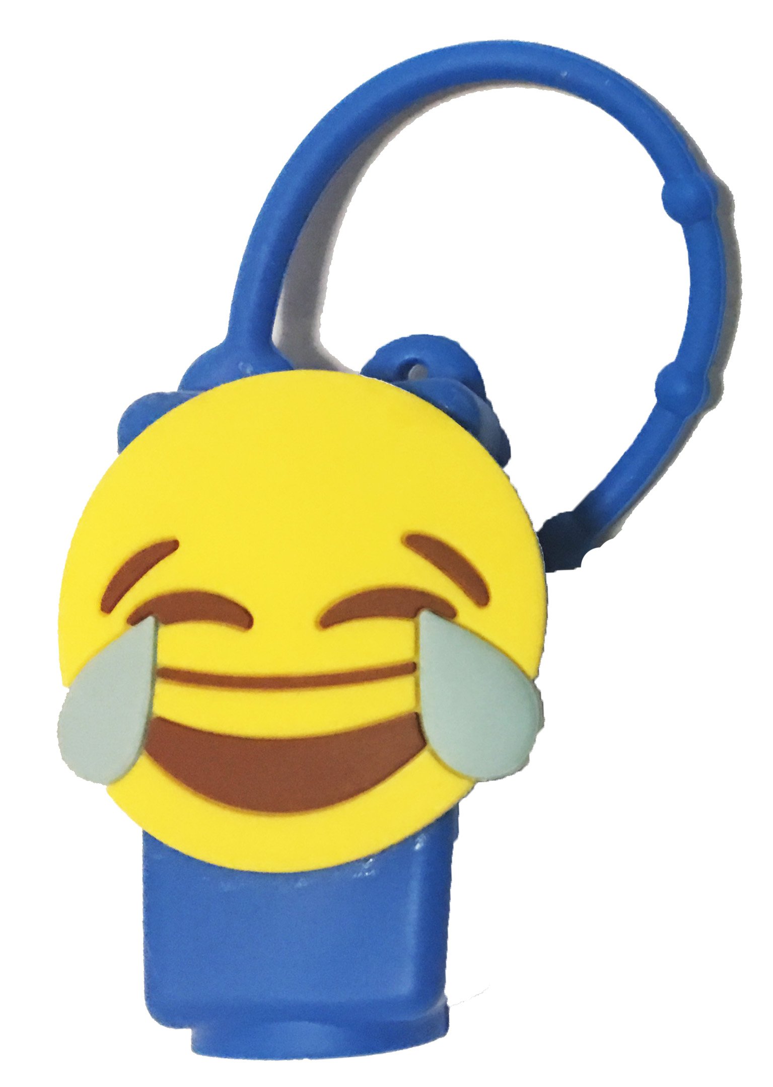 Laugh Emoji Embossed Silicone Hand Sanitizer Holder - 1oz Travel Size Pocketbac Case with Anti-Slip Design - Perfect for Purse, Backpack & Keychain (Great for School, Office & Travel)