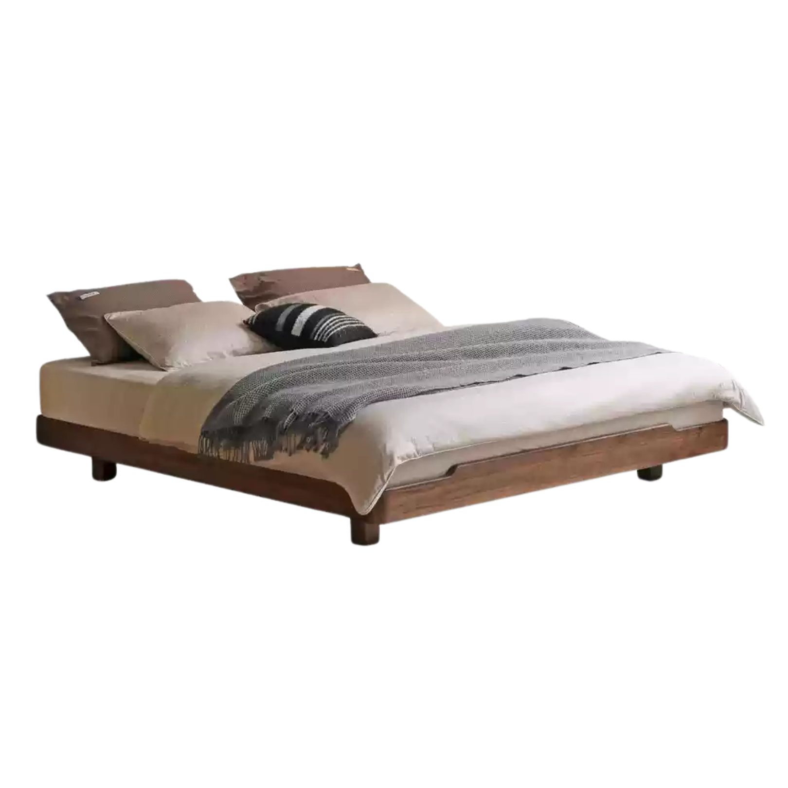 Walnut color Oak tatami Bed