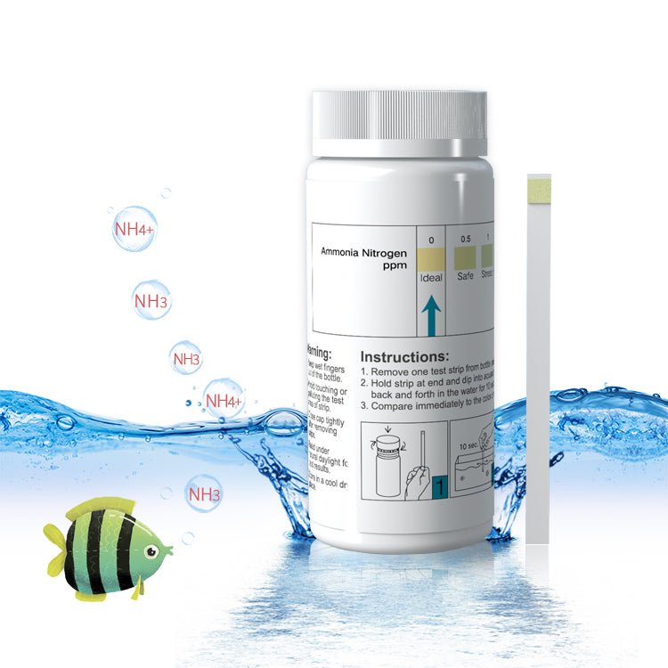 Ammonia Aquarium Test Strips - Fast & Accurate Water Testing Kit for Fish Tanks, Ponds & Aquariums - Monitor NH3 Levels for Healthy Fish & Aquatic Life (50 Strips) - Perfect for Freshwater & Saltwater Tanks