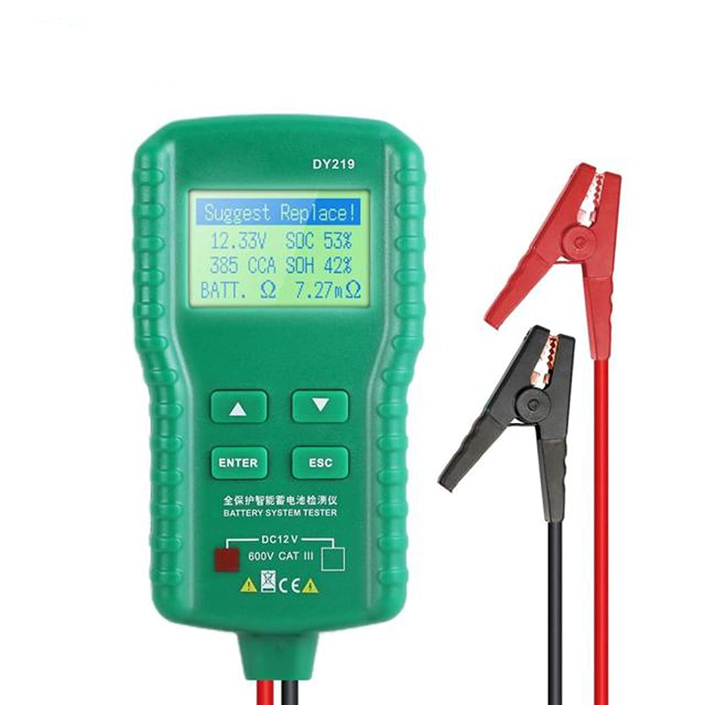 WDBBY DY219 12V Digital Car Battery Charger Tester - 2000CCA Auto Battery Load Analyzer with Voltage & AH Diagnostic for Vehicle Maintenance | Perfect for Mechanics & DIY Car Repairs