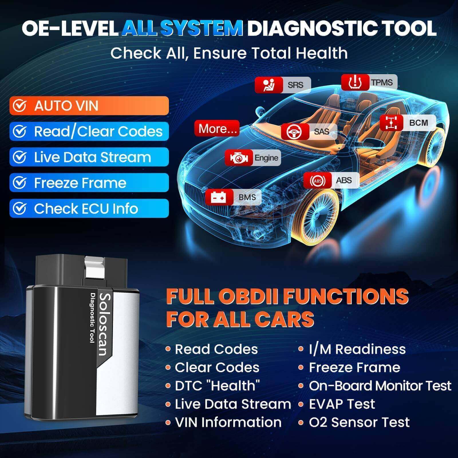 KINGBOLEN SOLOSCAN OBD2 Bluetooth Scanner for BMW & Rolls Royce - Lifetime Free Updates, Bi-Directional Control, ECU Coding & Full System Diagnostics | Car Diagnostic Tool for Mechanics & DIY Enthusiasts