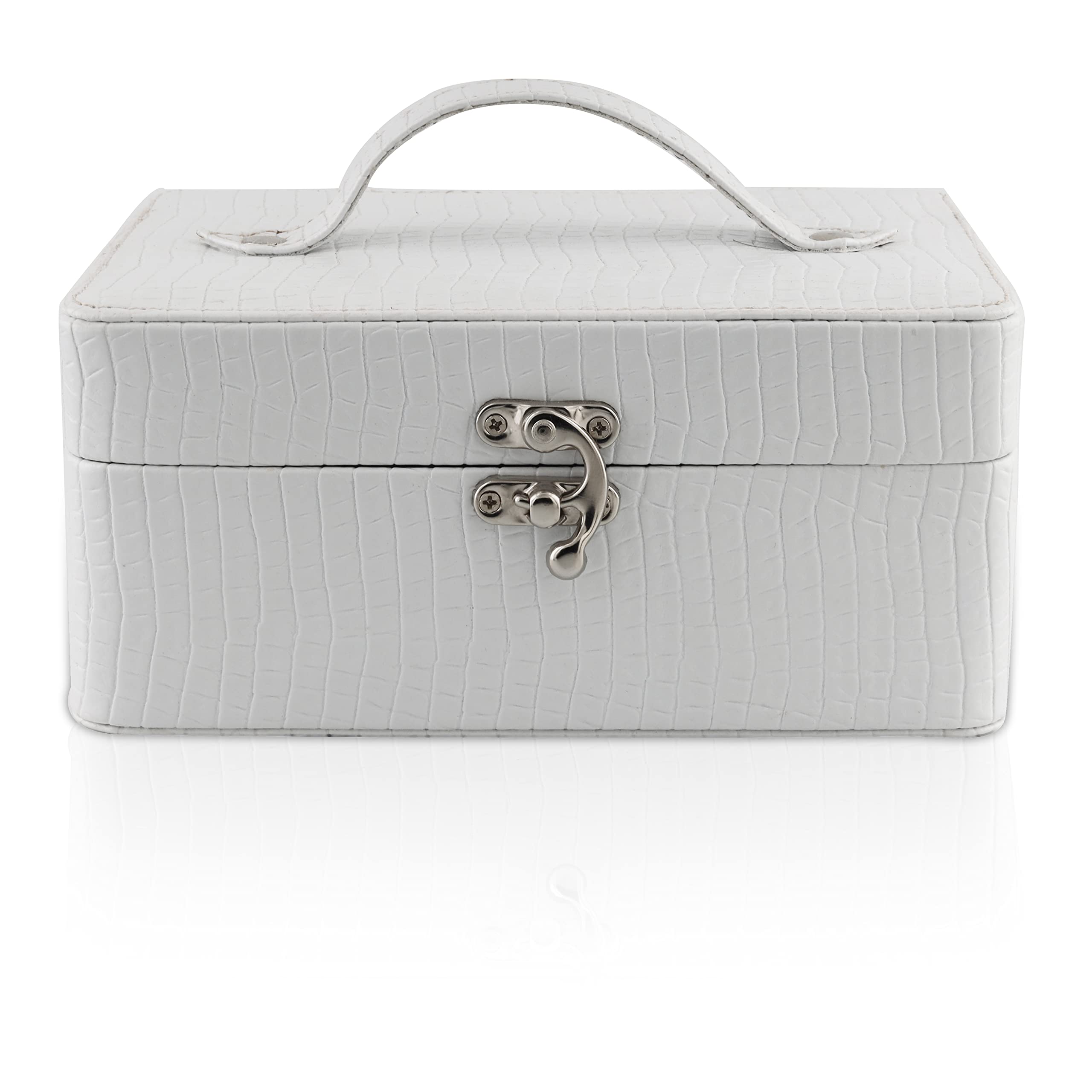 Professional Cosmetic Makeup Kit Organizer - Travel Toiletry Vanity Box with Storage Compartments | Portable Cosmetic Bag for Home & Travel | Perfect for Makeup Artists, Beauty Enthusiasts & On-the-Go Professionals (White)
