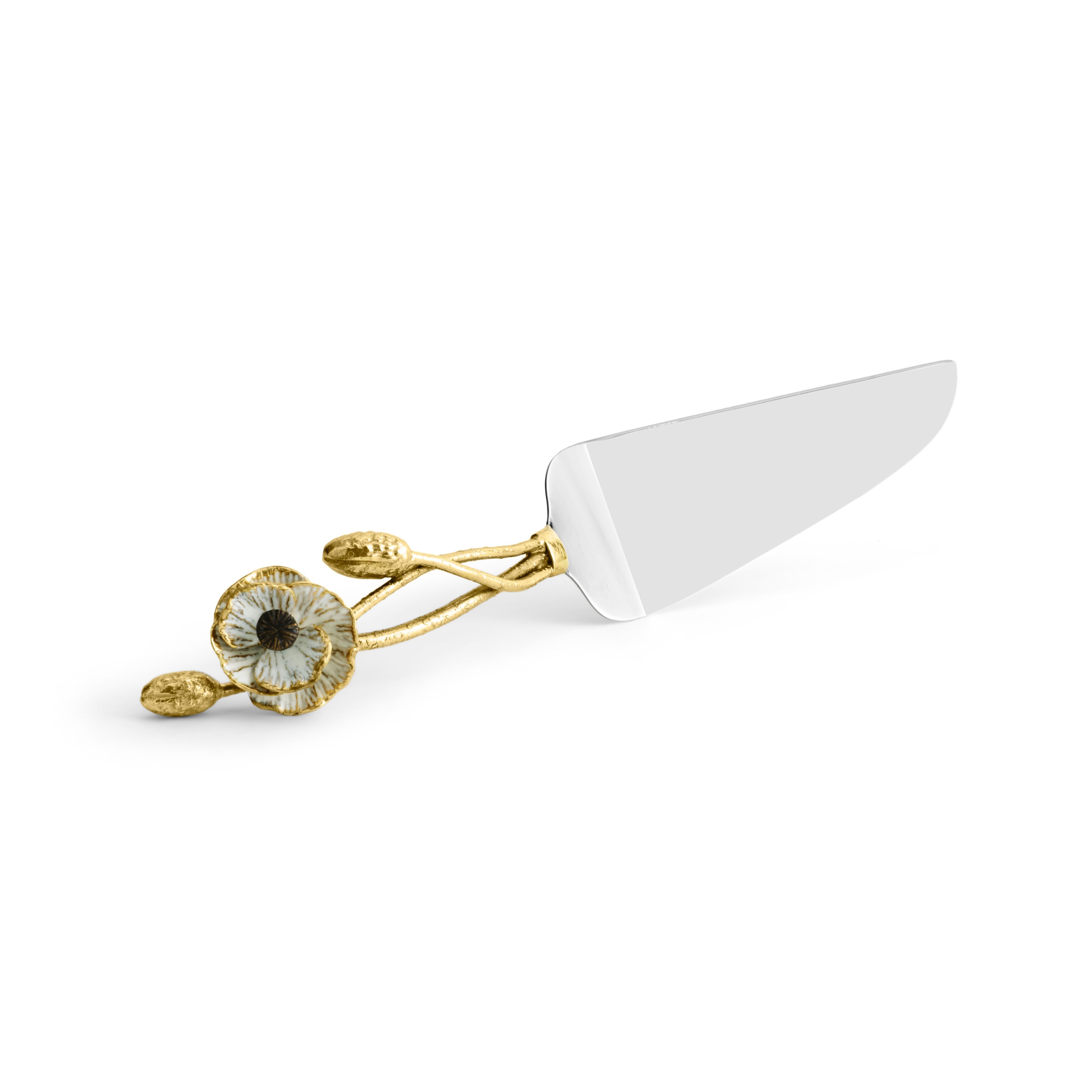 Stainless Steel Anemone Cake Server - Elegant Cake Cutting and Serving Tool for Weddings, Birthdays, and Special Occasions