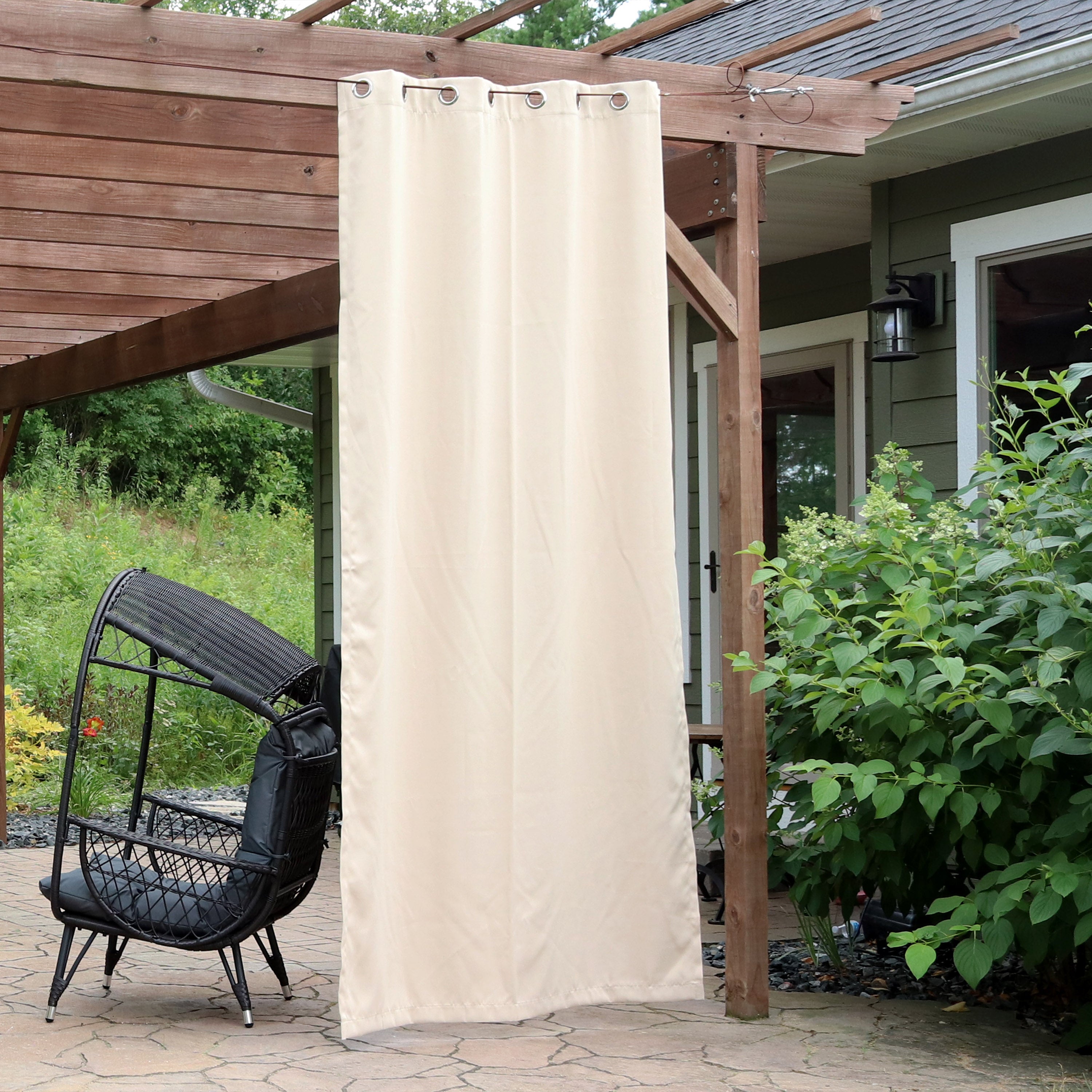 Sunnydaze Beige Blackout Curtains for Outdoor Use - UV Protection & Privacy - Perfect for Patio, Deck, and Sunroom