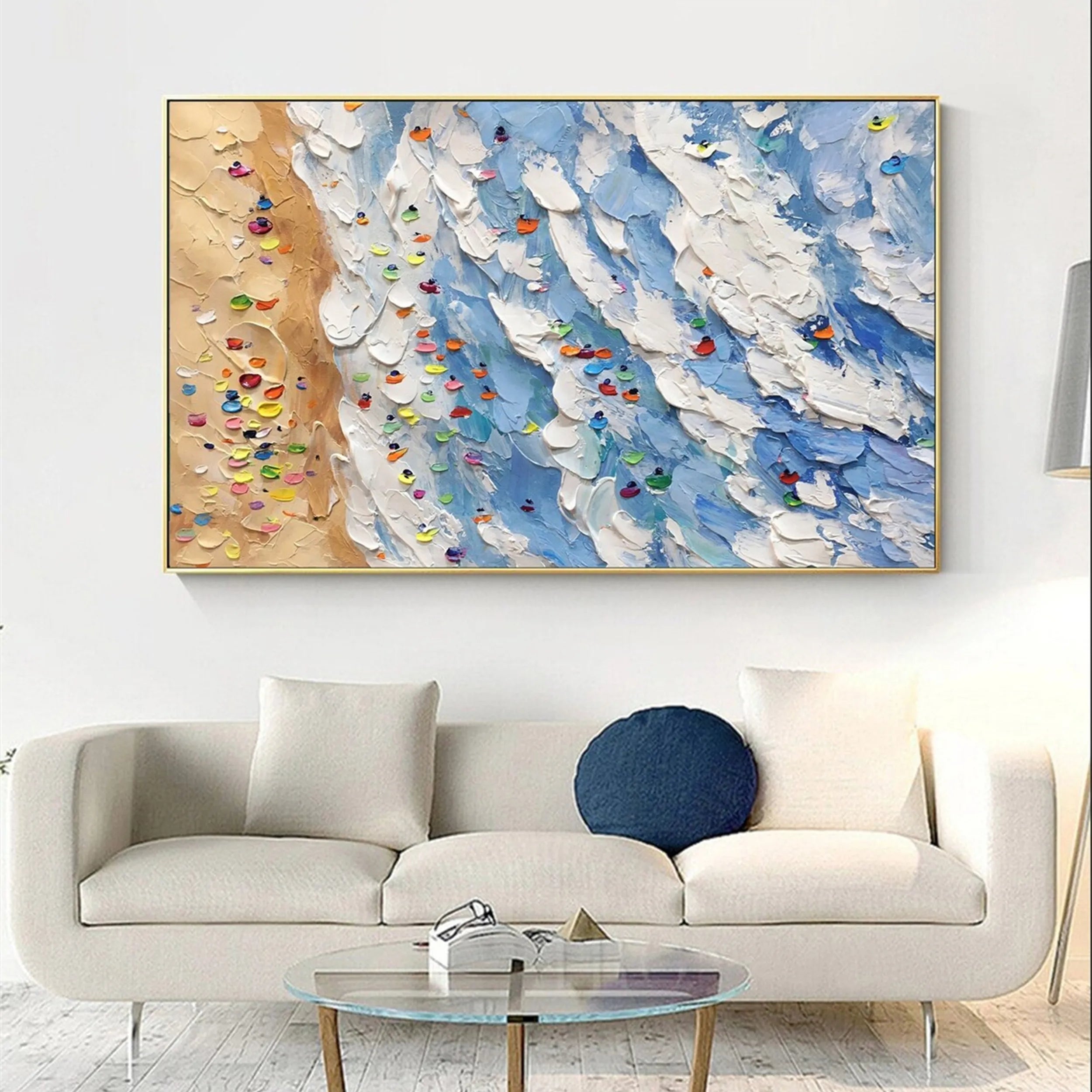 Seascape and Snowy Peak Painting #SP009 - Stunning Landscape Artwork for Home & Office Decor | Perfect for Living Room, Bedroom, or Gift
