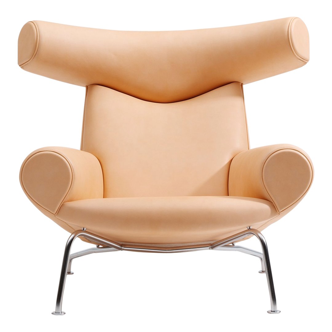Erik Jørgensen Wegner Ox Chair - Mid Century Modern Leather Lounge Chair for Living Room, Office & Reading Nook - Scandinavian Design Replica