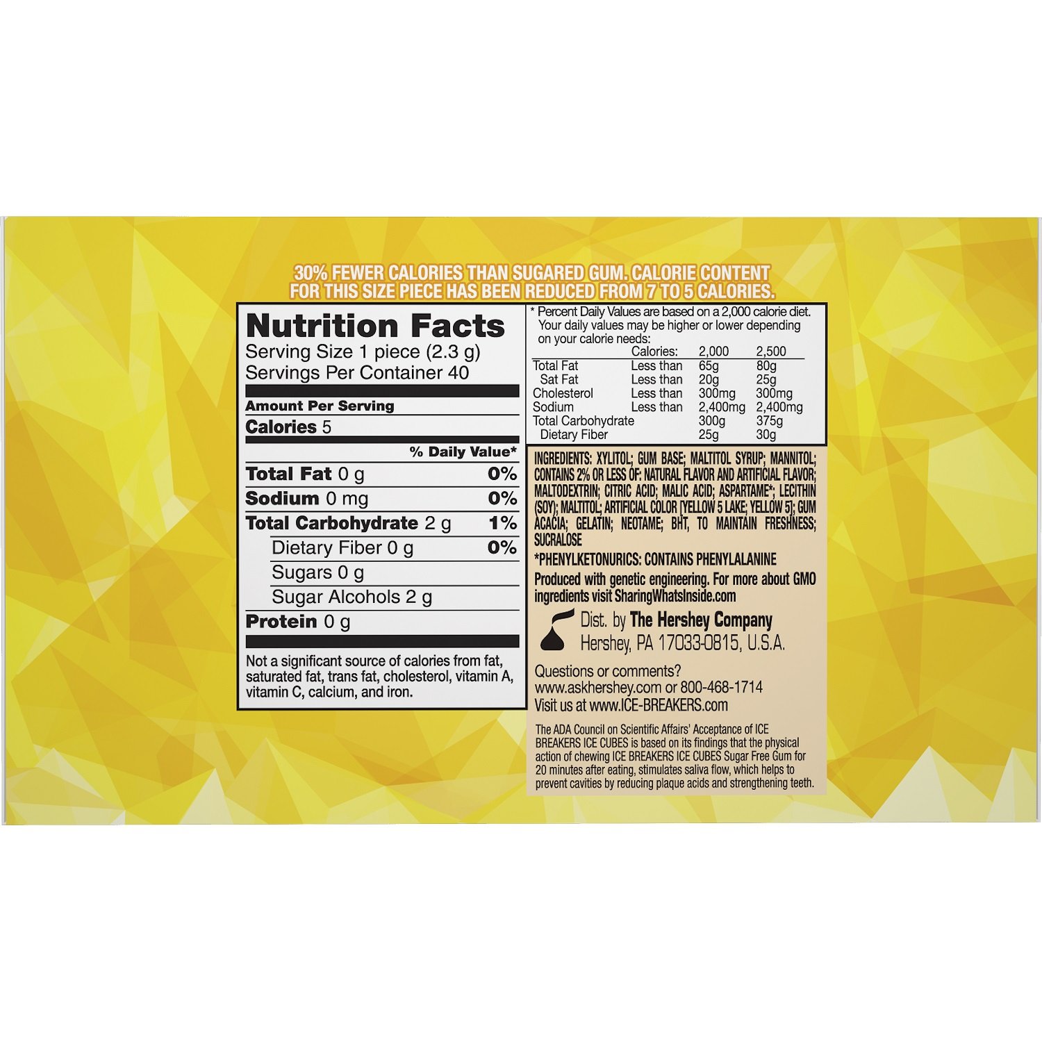 Sugar Free Ice Breakers Ice Cubes Gum with Xylitol - Cool Lemon Flavor, 40 Pieces (Pack of 4) | Fresh Breath Mints for Work, Travel & After Meals