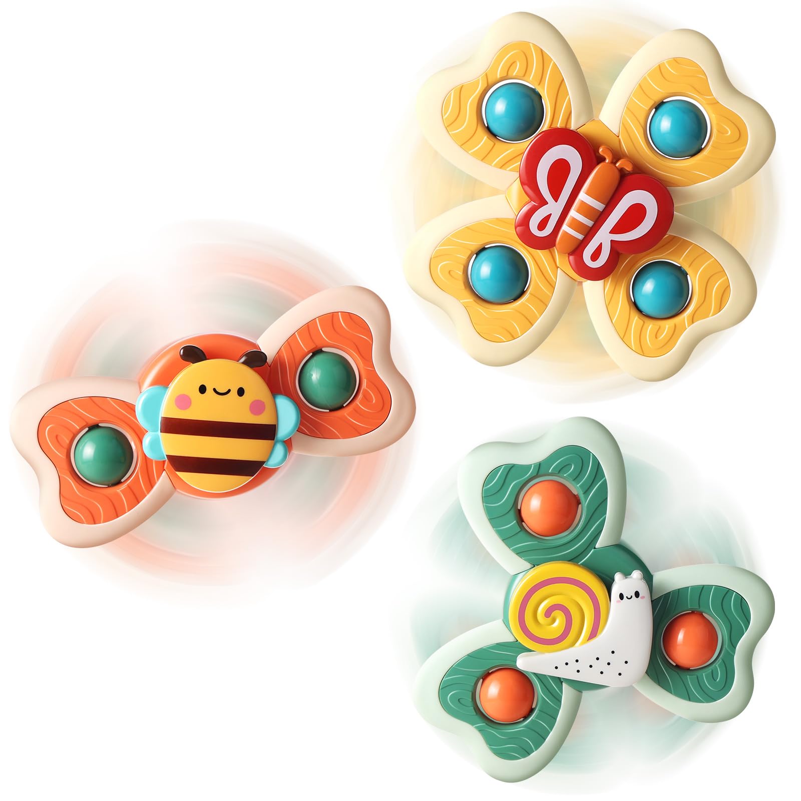 **ALASOU 3PCS Suction Cup Spinner Toys for Toddlers 1-3 Years - Fun Spinning Top Baby Toys for 1-2 Year Old Boys & Girls | Sensory & Bath Toys for Kids 12-18 Months | Perfect Birthday Gift for 1 Year Olds - Great for Playtime, Learning & Bath Fun**