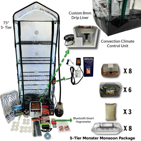 Midwest Grow Kits Monster Monsoon Ecosphere Spawn & Casing Package 3.0 - Complete Mushroom Growing Kit for Home Cultivation | Perfect for Beginners & Advanced Growers | Indoor Gardening & Mycology Projects