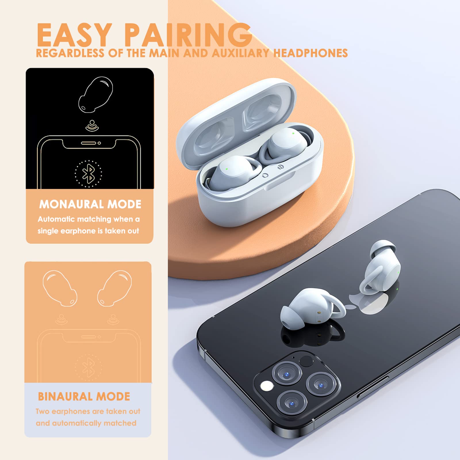 Wireless Noise Cancelling Sleep Earbuds - Bluetooth 5.2 Invisible Soft Comfortable Mini Earphones for Small Ears & Side Sleepers | Perfect for Travel, Office Naps & Nighttime Relaxation