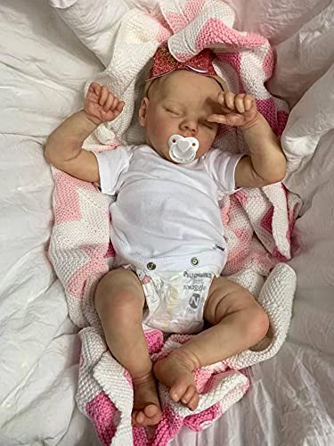 18 Inch Realistic Reborn Baby Doll with Soft Cloth Body - Lifelike Sleeping Girl Doll for Collectors, Gift Giving & Nursery Decor | Perfect for Role Play, Photography Props & Therapy