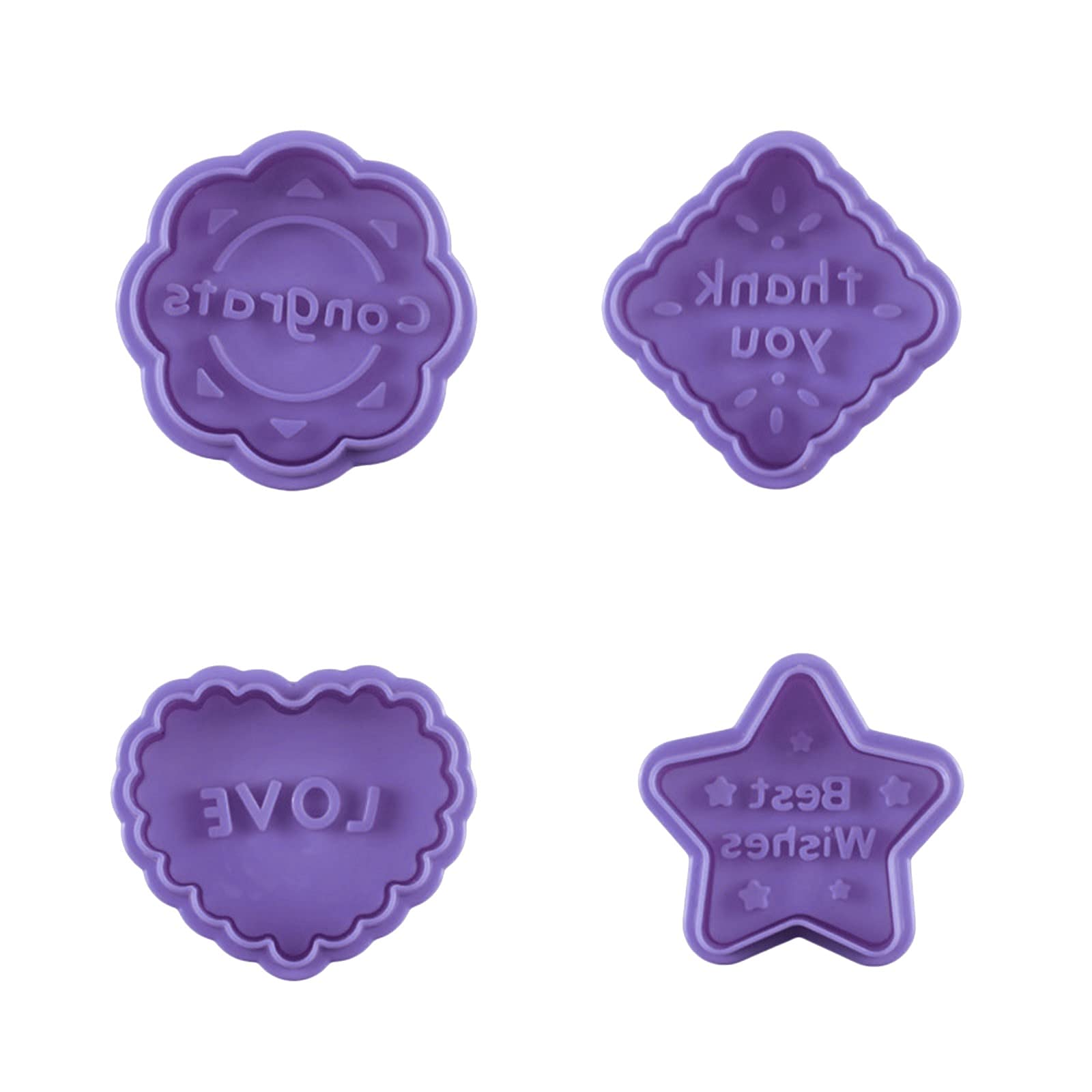 GTMANG 4PC Premium Cookie Cutters Set - Stainless Steel Baking Molds for Christmas, Halloween, Birthday Cookies - Purple Kitchen Baking Tools for DIY Desserts & Party Decorations