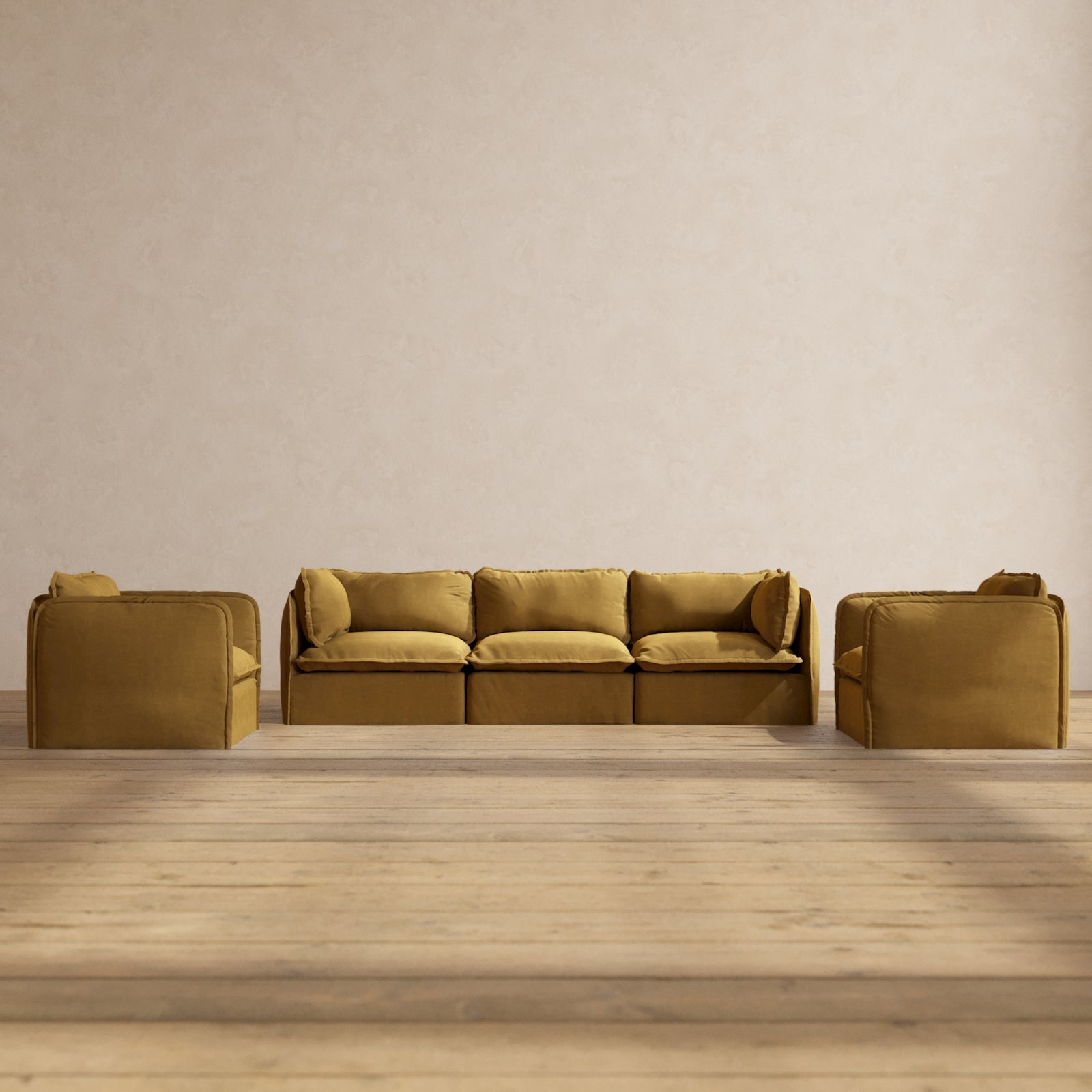 Premium Modular 3-Seater Sofa & Armchair Set in Toffee Brown | Luxury Blend Fabric | Perfect for Living Room, Lounge & Home Theater Comfort