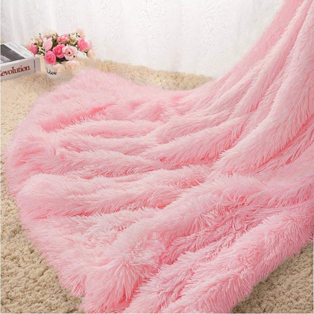 HOMORE Soft Fluffy Sherpa Plush Blanket - Cozy Faux Fur Throw Blanket for Bed, Couch & Sofa - 50x60 Inch Baby Pink - Perfect for Winter Nights, Home Decor & Gift Giving