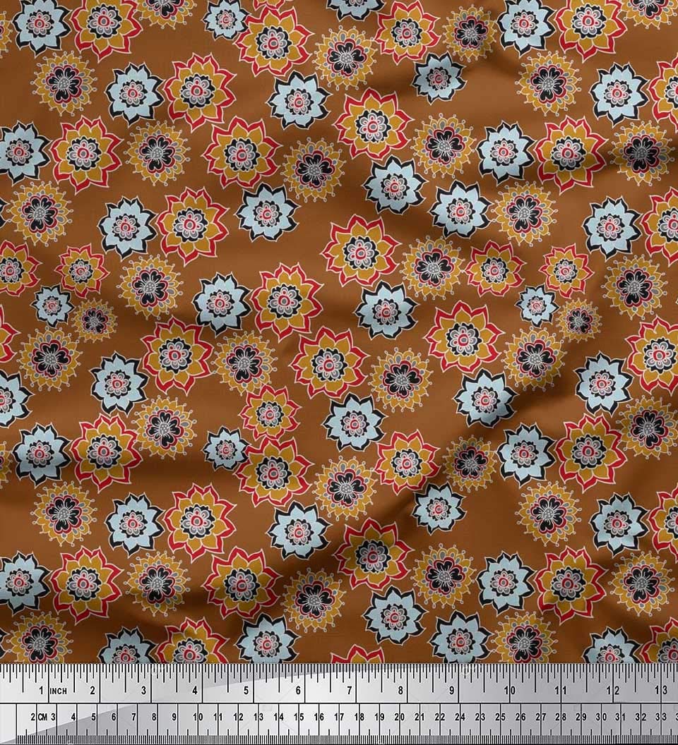 Soimoi Moss Georgette Brown Fabric by The Yard - 42 Inch Wide Floral Printed Fabric for Dresses, Scarves & Home Decor - Artistic Flower Design Elegant Chiffon Material