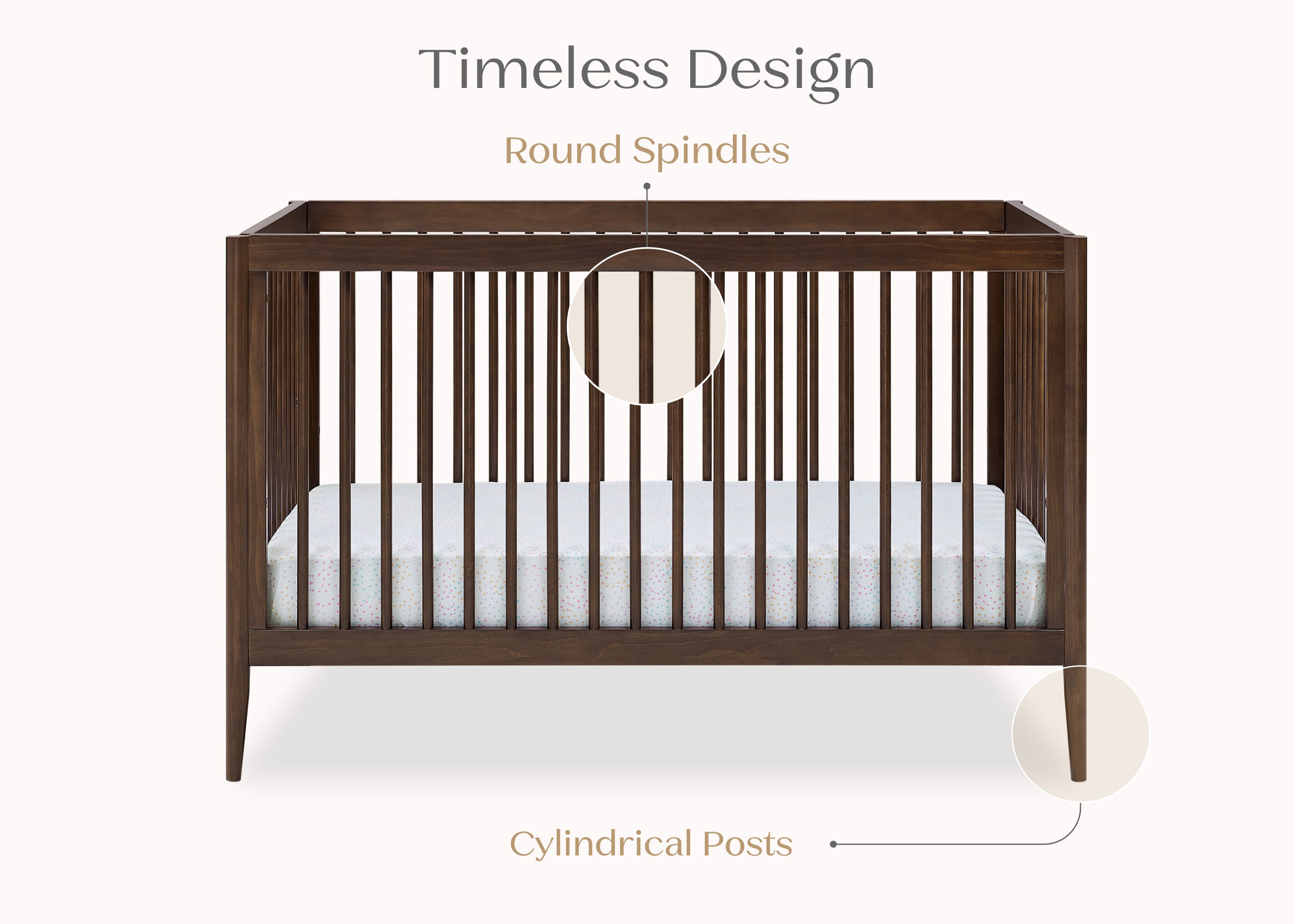 Casey 6-in-1 Convertible Baby Crib - Toddler Bed, Daybed & Full-Size Bed - Safe Nursery Furniture for Newborn to Adult - Perfect for Nursery, Bedroom & Guest Room