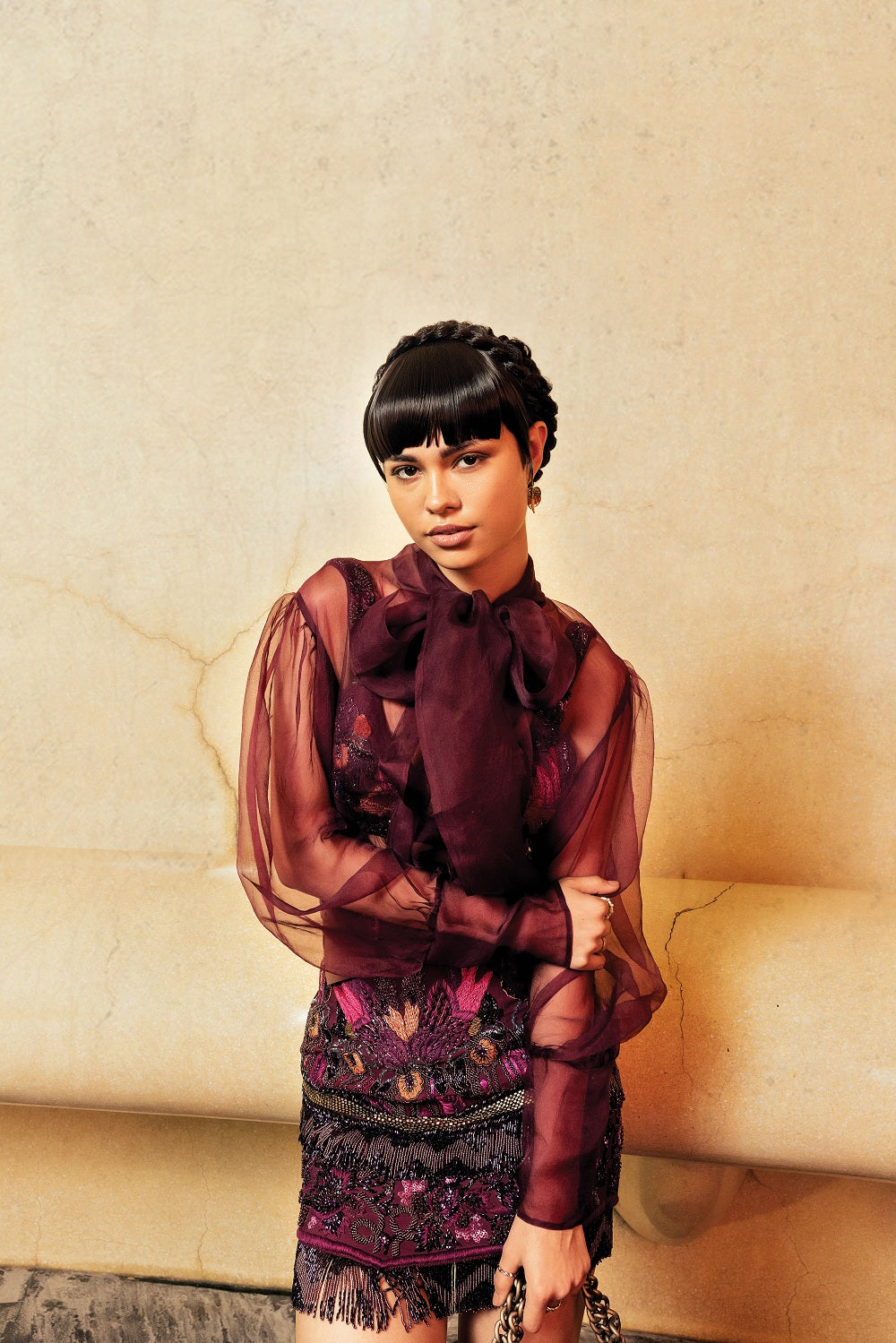 Elegant Wine Bow Tops for Women - Stylish Blouse with Bow Accent for Parties, Dinners & Special Occasions