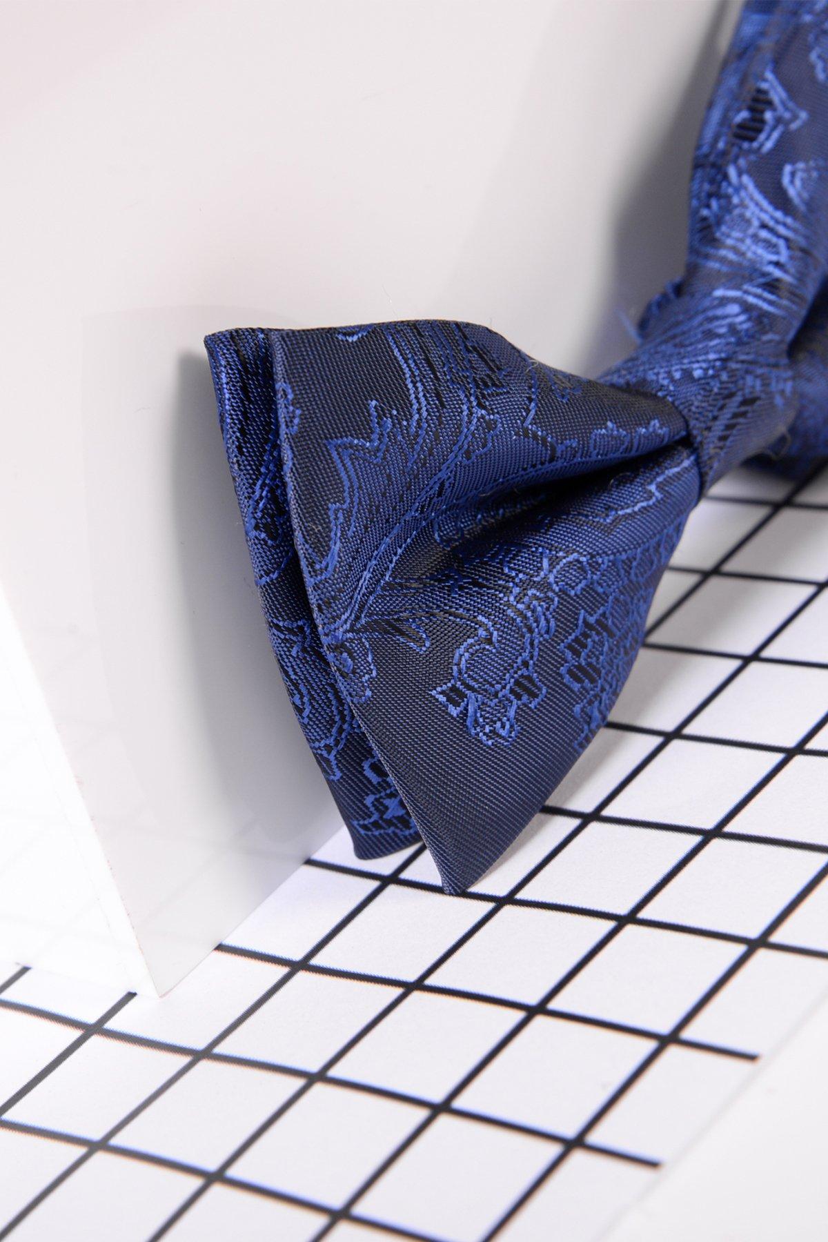 Navy Blue Paisley Print Bow Tie for Kids - Perfect for Weddings, Parties & Formal Events