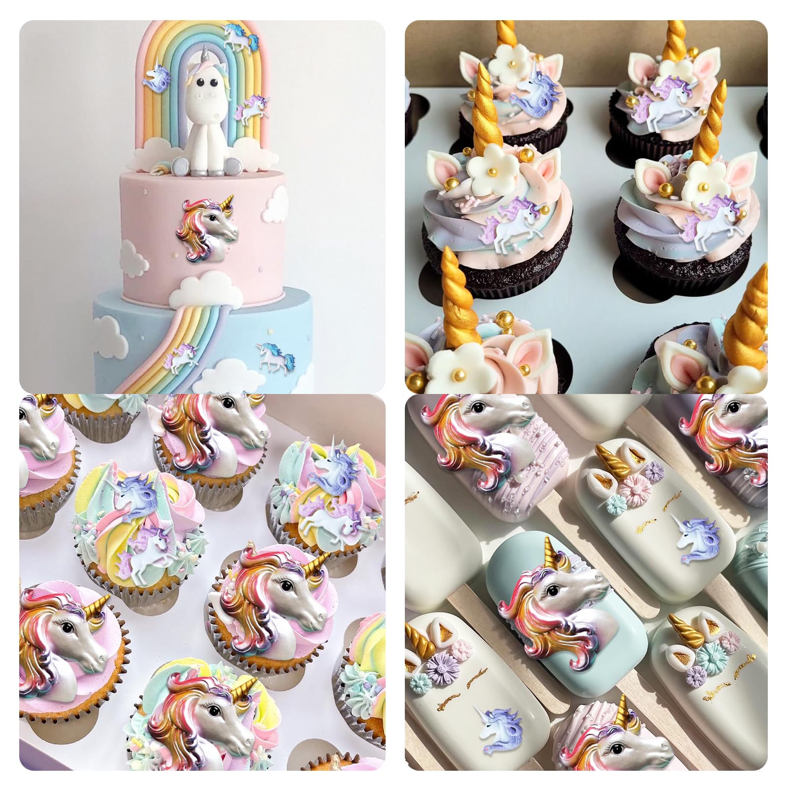 Unicorn & Horse Silicone Fondant Molds Set - Food Grade Chocolate, Resin, Cake Decorating Tools for Cupcake Toppers, Candy & Gumpaste - Perfect for Birthday Parties, Baby Showers & DIY Crafts