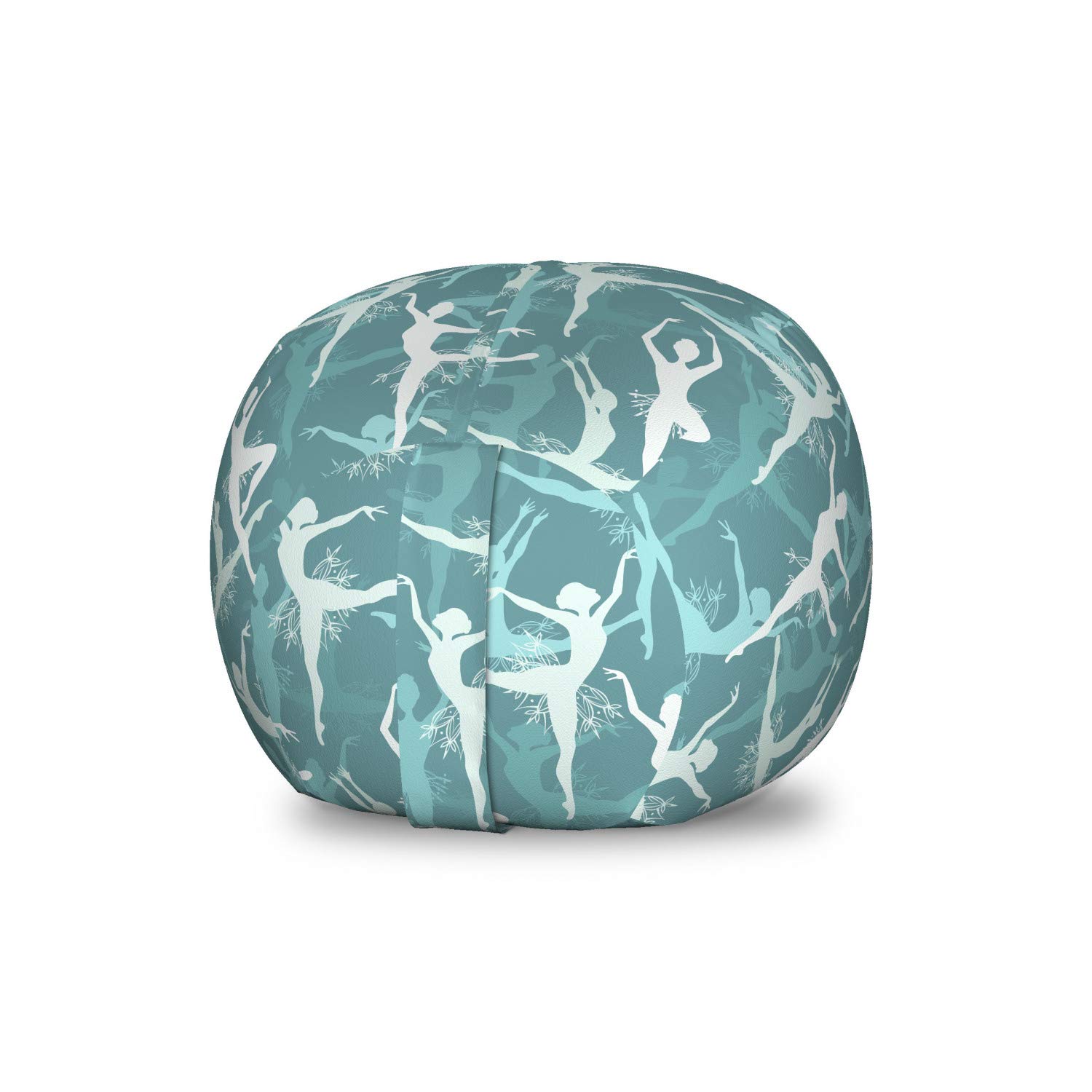 Ambesonne Classic Toy Storage Bag Chair - Ballerina Silhouette Design, Modern Art Deco Stuffed Animal Organizer, Washable Small Size in Teal Seafoam - Perfect for Kids' Room, Nursery, or Playroom Organization