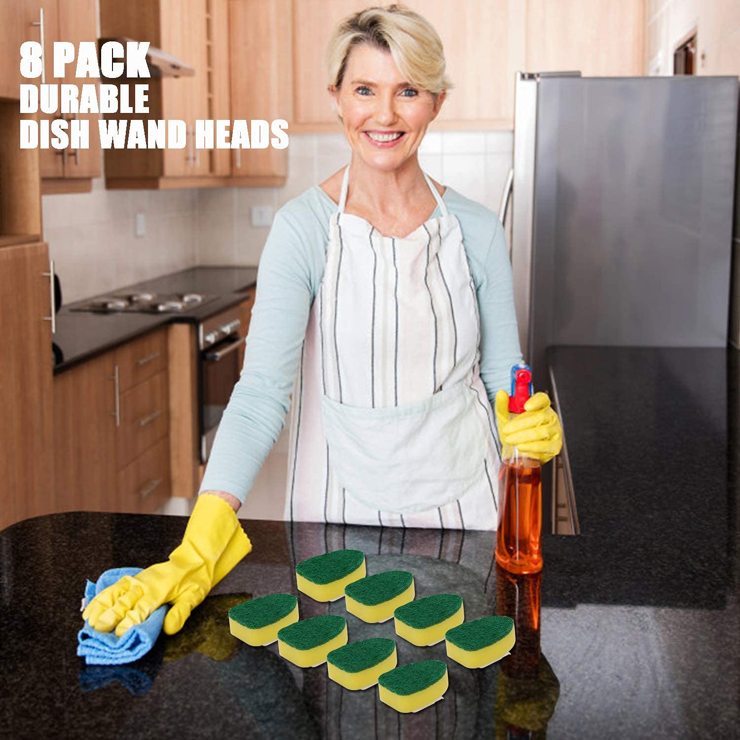 8-Pack Dish Wand Sponge Refills - Kitchen Cleaning Brush Heads for Sinks & Dishes