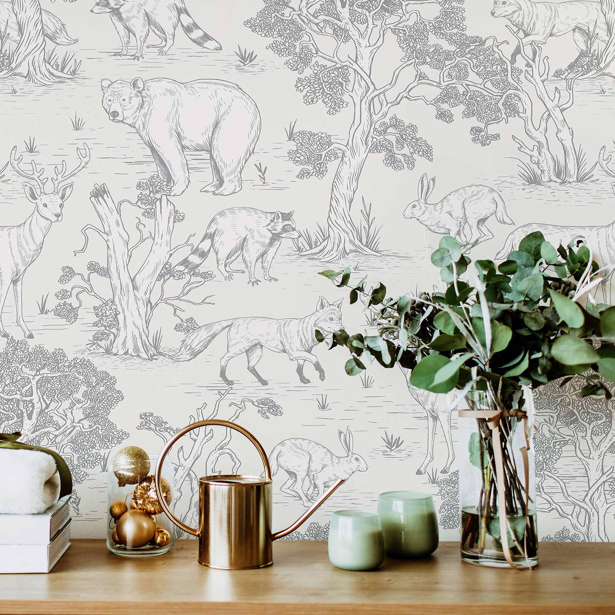 Grey Forest Peel and Stick Removable Wallpaper - Self-Adhesive Decorative Wall Covering for Bedroom, Living Room & Office - Easy Installation & Damage-Free Removal