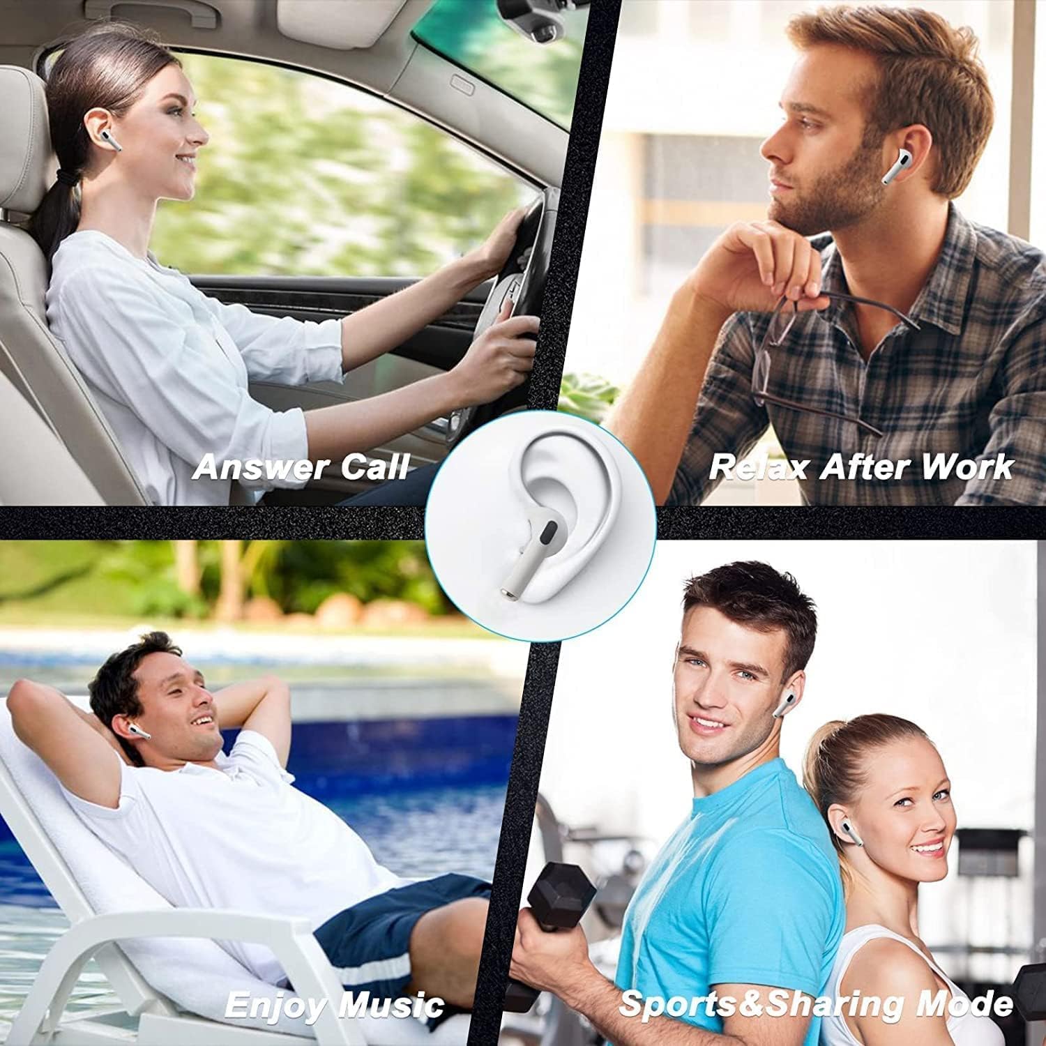 Wireless Bluetooth Earbuds 5.3 with Noise Cancelling, IPX7 Waterproof Sport Earphones, Fast Charging & Auto Pairing, HD Mic Headset for Running/Gym/Workout - Compatible with Android iOS Samsung iPhone