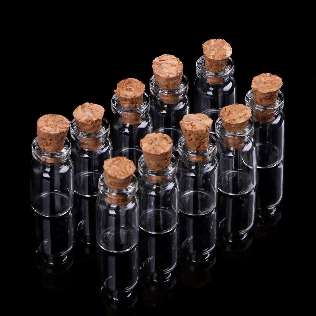 10 Pieces Mini Glass Bottles with Cork - 0.5mL Wish Bottles for DIY Crafts, Wedding Favors, Essential Oils & Cosmetics | Perfect for Home Decor, Party Supplies & Gift Packaging