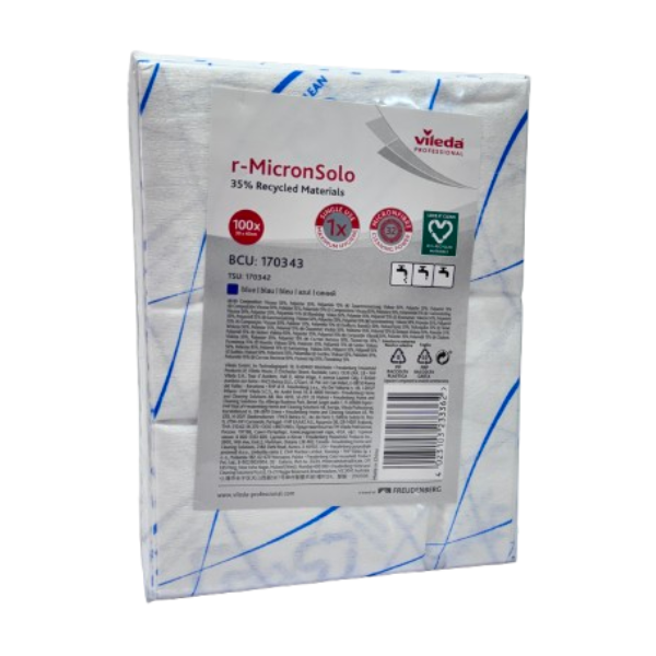 Vileda Professional MicronSolo 100 Cleaning Wipes | Heavy-Duty Disposable Cloths for Kitchen, Bathroom & Office | Multi-Surface Cleaning & Dusting