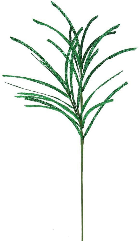 31 Emerald Green Glittered Paper Grass Spray - 12