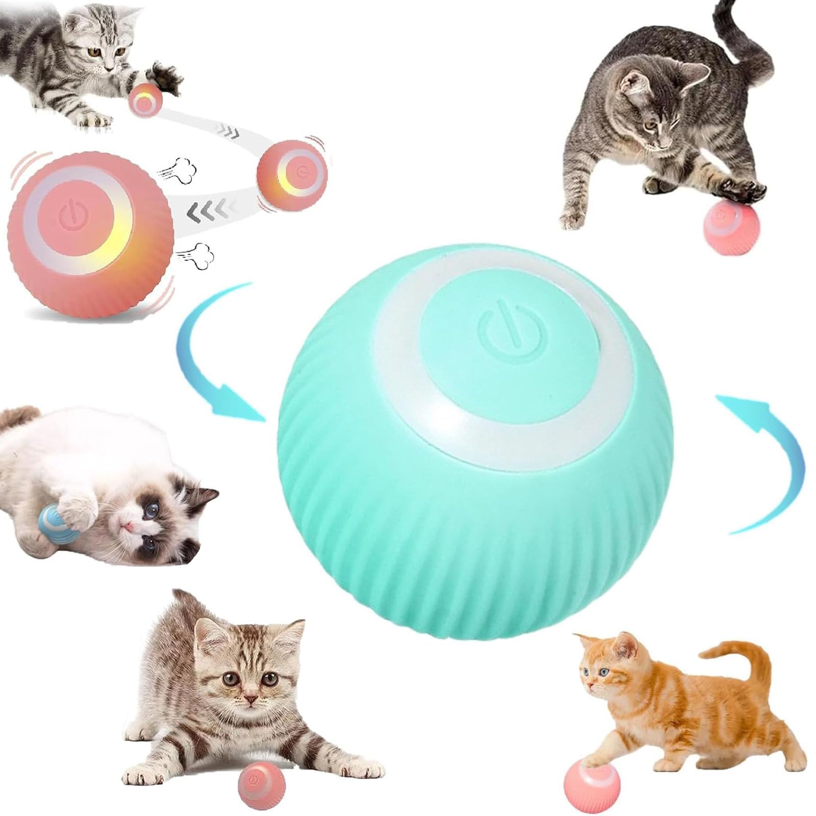 IRXELO Wloom Power Ball 2.0 Interactive Cat Toy - Smart Rolling Ball with Motion Sensor for Indoor Cats, Fun Playtime Exercise Toy for Kittens & Adult Cats (Blue) - Perfect for Solo Play, Chase Games & Stimulating Natural Hunting Instincts