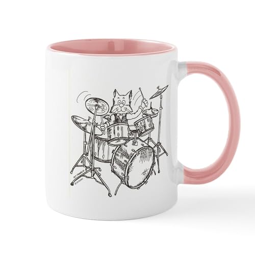 White/Pink Inside - Catoons Drums Cat Mug