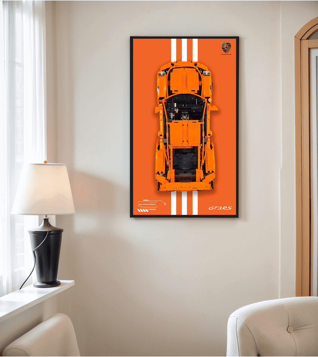 LEGO Technic 42056 Porsche 911 GT3 RS Wall Display Frame - Premium Showcase for LEGO Car Models - Perfect for Home Office Decor & Collector's Display