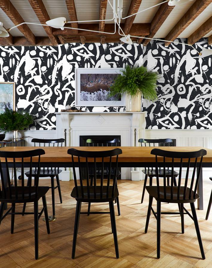 Chris Benz 'El Quijote' Black Wallpaper - Premium Peel & Stick Wall Mural for Living Room, Bedroom, or Office Decor