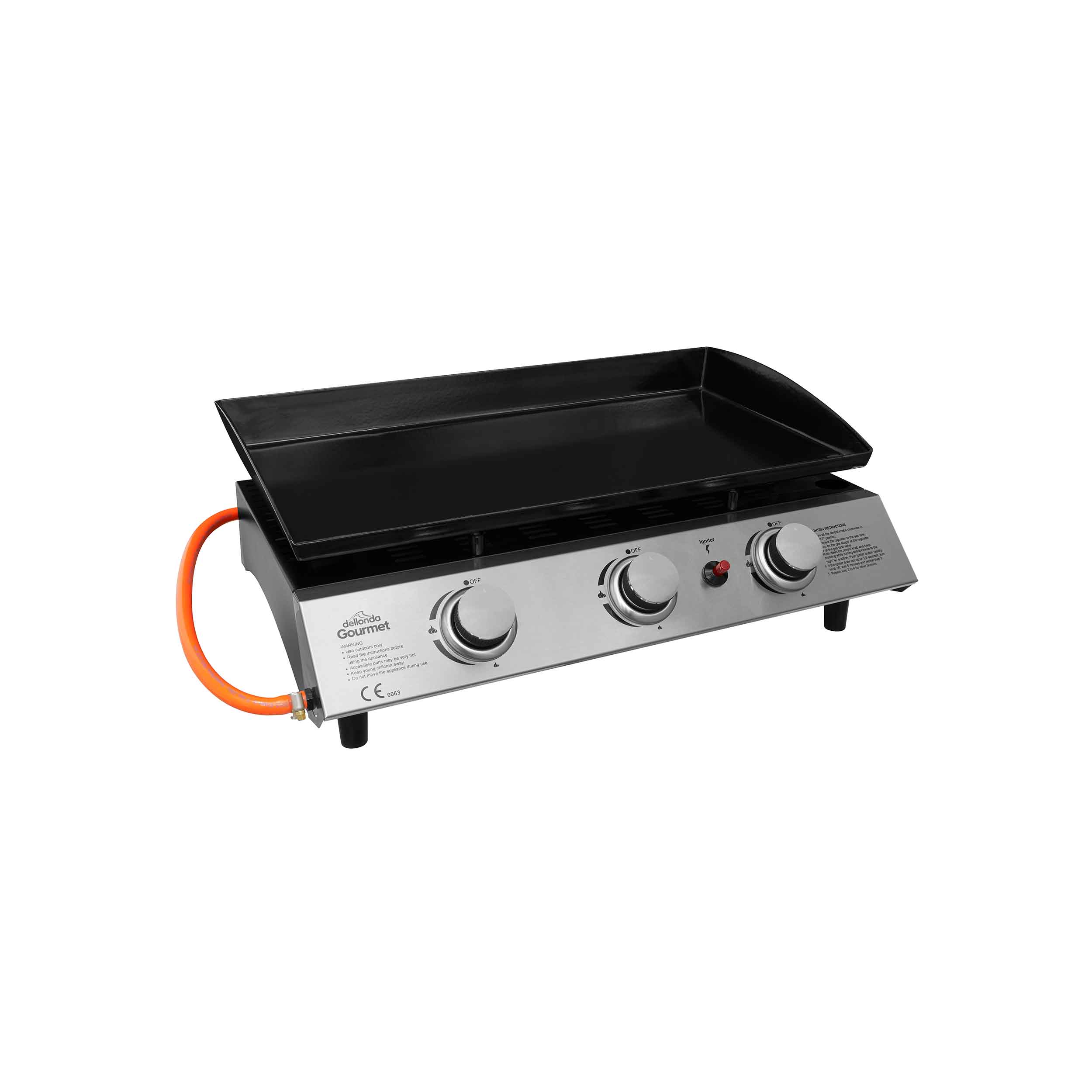 3 Burner Portable Gas Grill Griddle 7.5kW Stainless Steel Outdoor BBQ Cooking Station - Perfect for Camping, Tailgating, and Backyard Parties
