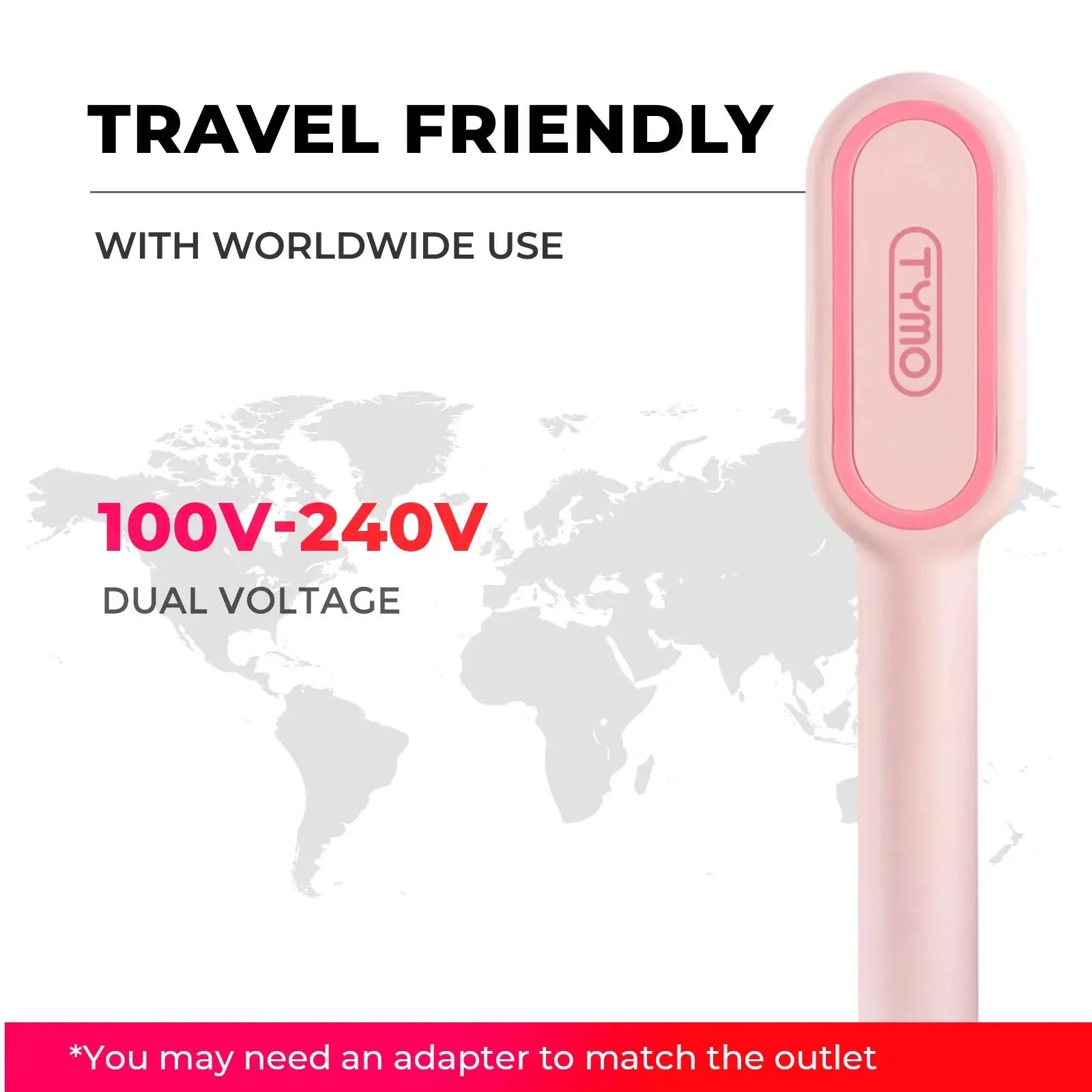 TYMO iONIC PLUS Pink Hair Straightener Brush - Professional Ionic Ceramic Flat Iron for Smooth & Shiny Hair - Perfect for Home & Salon Use