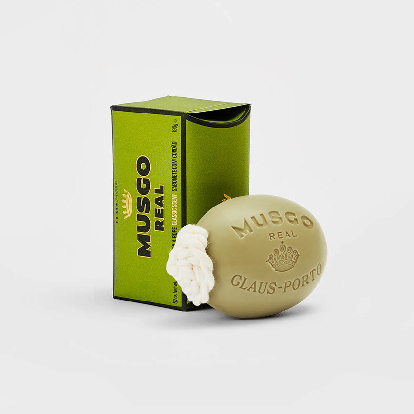 Claus Porto Musgo Real Classic Scent Soap on a Rope - Luxury Bath & Shower Gift for Men - Perfect for Travel, Gym & Home Spa Relaxation