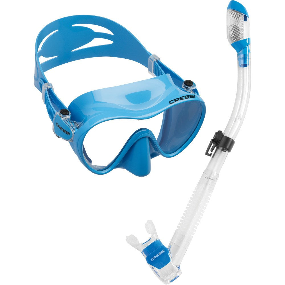 Cressi F1 Scuba Diving Mask with Dry Snorkel Set - Professional Snorkeling Gear for Ocean Exploration, Pool Training & Underwater Photography
