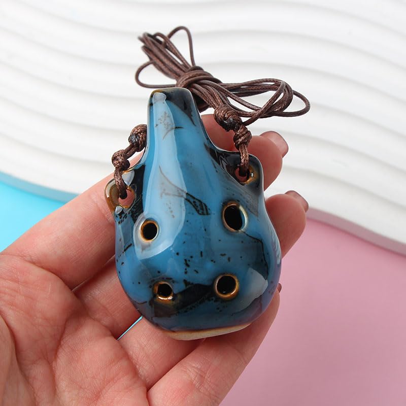 2Pcs Handcrafted Ceramic Ocarina Flute - 6-Hole Musical Instrument in Red & Blue for Beginners & Collectors | Perfect Gift for Music Lovers, Home Decor & Meditation Use