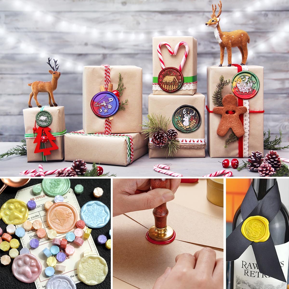 300Pcs Rose Gold Sealing Wax Beads Kit - Wax Seal Stamp Set with Candles, Melting Spoon & Storage Box - Perfect for Wedding Invitations, Christmas Cards, Envelopes, Gift Wrapping & DIY Crafts - Elegant Letter Sealing for Special Occasions