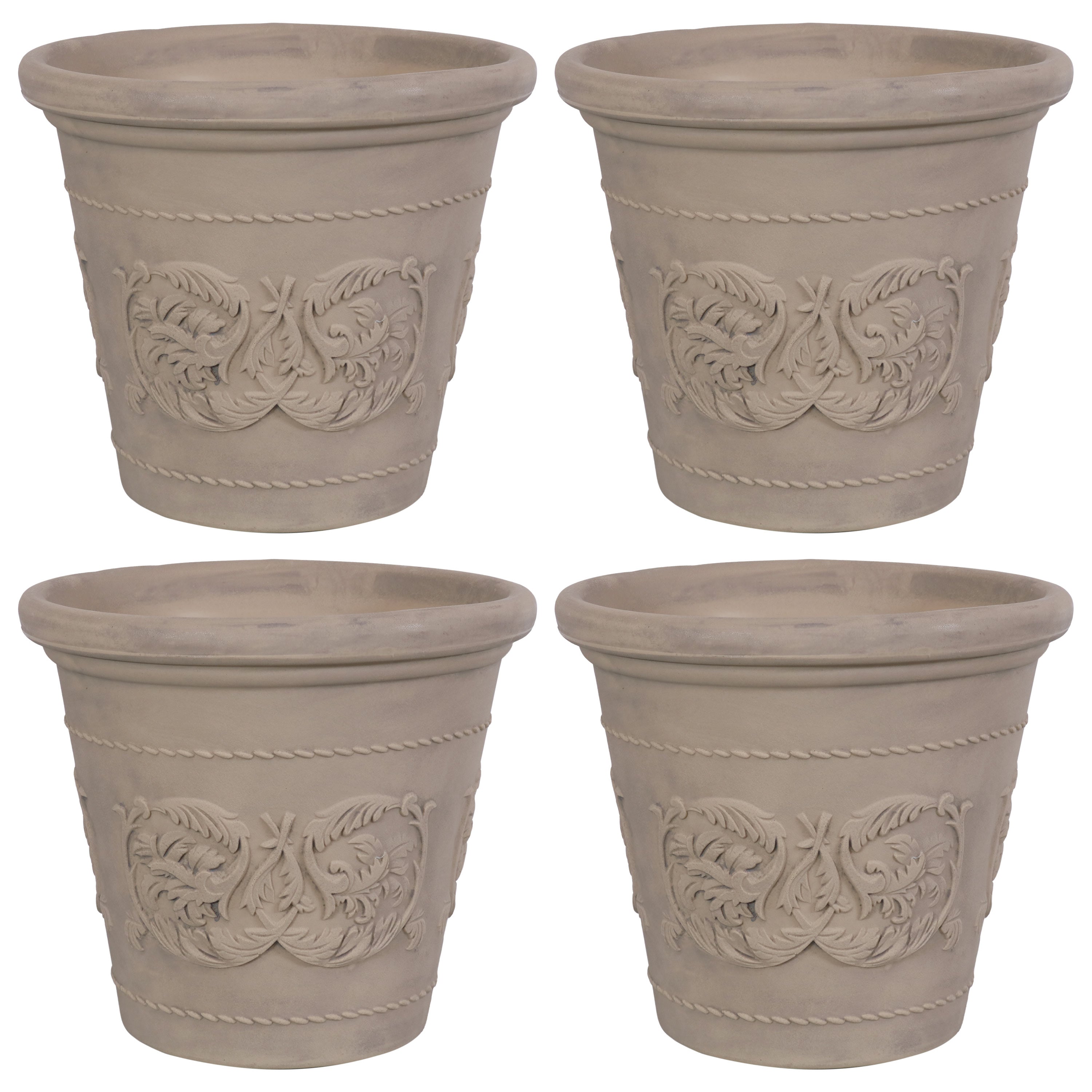 Sunnydaze Arabella Polyresin Outdoor Flowerpot Planter - Decorative Garden Planter for Patio, Porch & Yard - Weather-Resistant & Durable Design