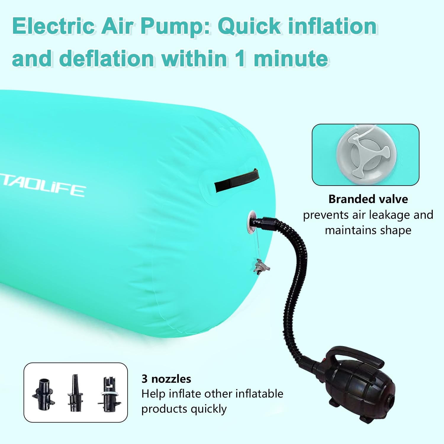 Inflatable Gymnastics Air Roller Barrel - Kids Tumbling Mat for Backbends, Somersaults & Yoga Training | Portable Cheerleading Equipment for Home & Gym Use | Perfect for Gymnastics Practice, Flexibility Exercises & Kids Playtime