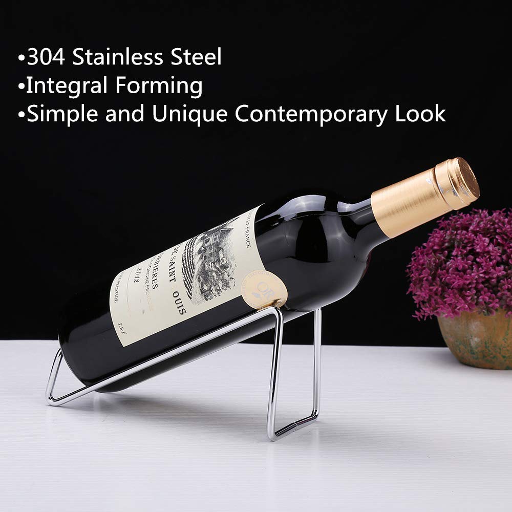 Premium Stainless Steel Wine Rack Set of 6 - Modern Single Bottle Holder for Kitchen, Bar & Dining Room - Elegant Wine Storage Solution for Wine Enthusiasts & Home Entertaining