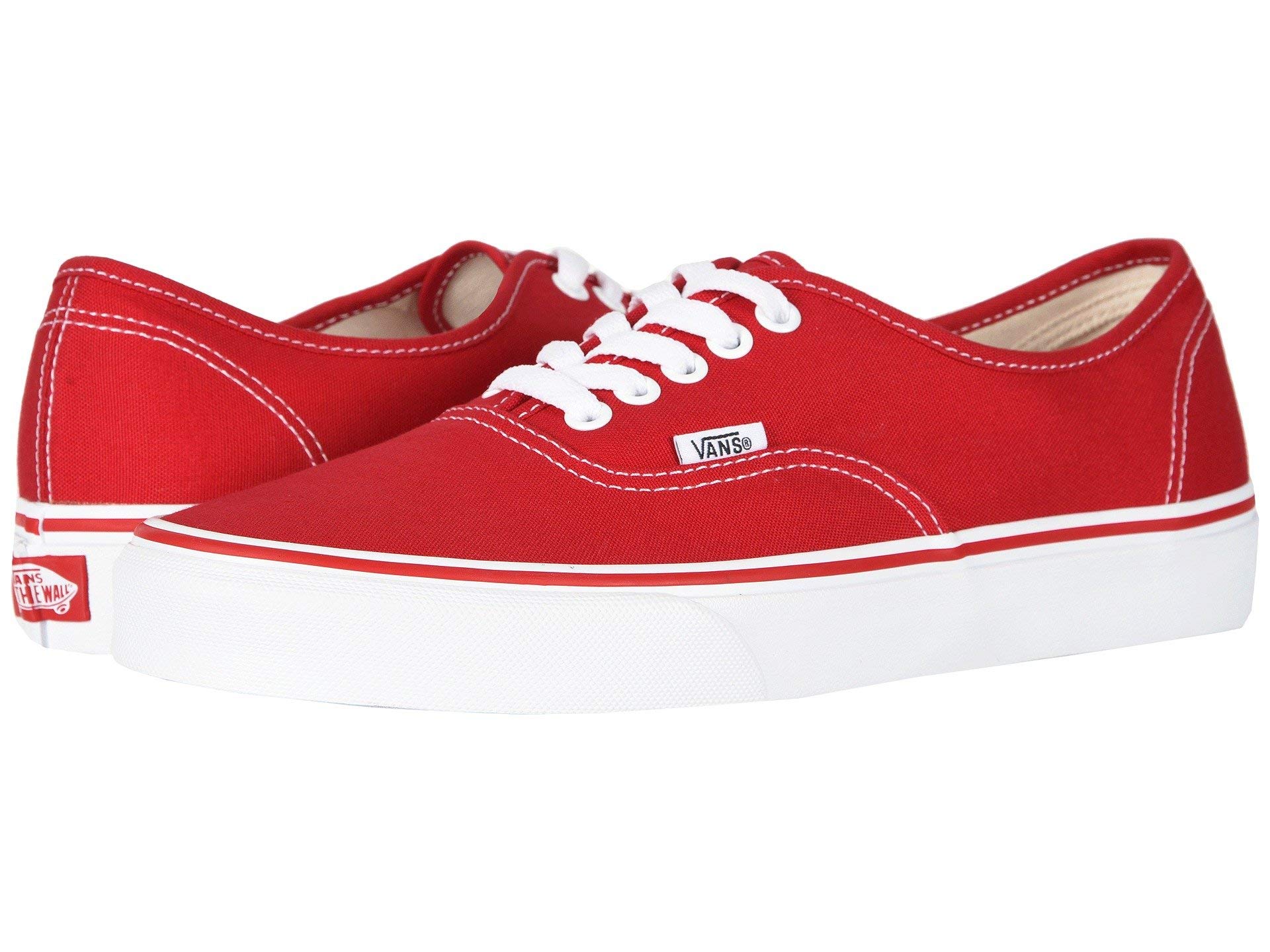 Vans Authentic Classic Skate Shoes - Men's Size 9 in Vibrant Red | Comfortable Canvas Sneakers for Skateboarding, Casual Wear & Street Fashion